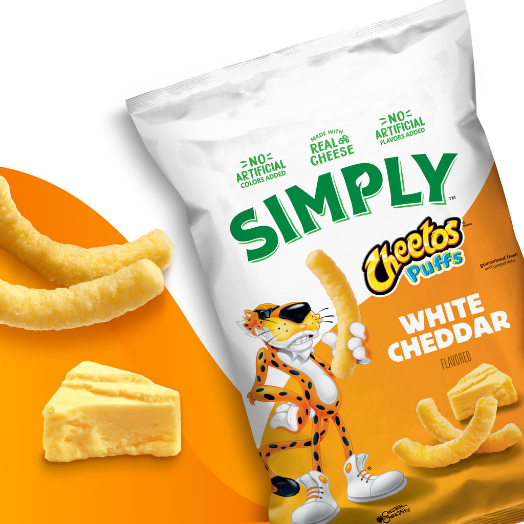 Simply White Cheddar Cheese Flavored Cheetos Puffs Snacks, 6 oz
