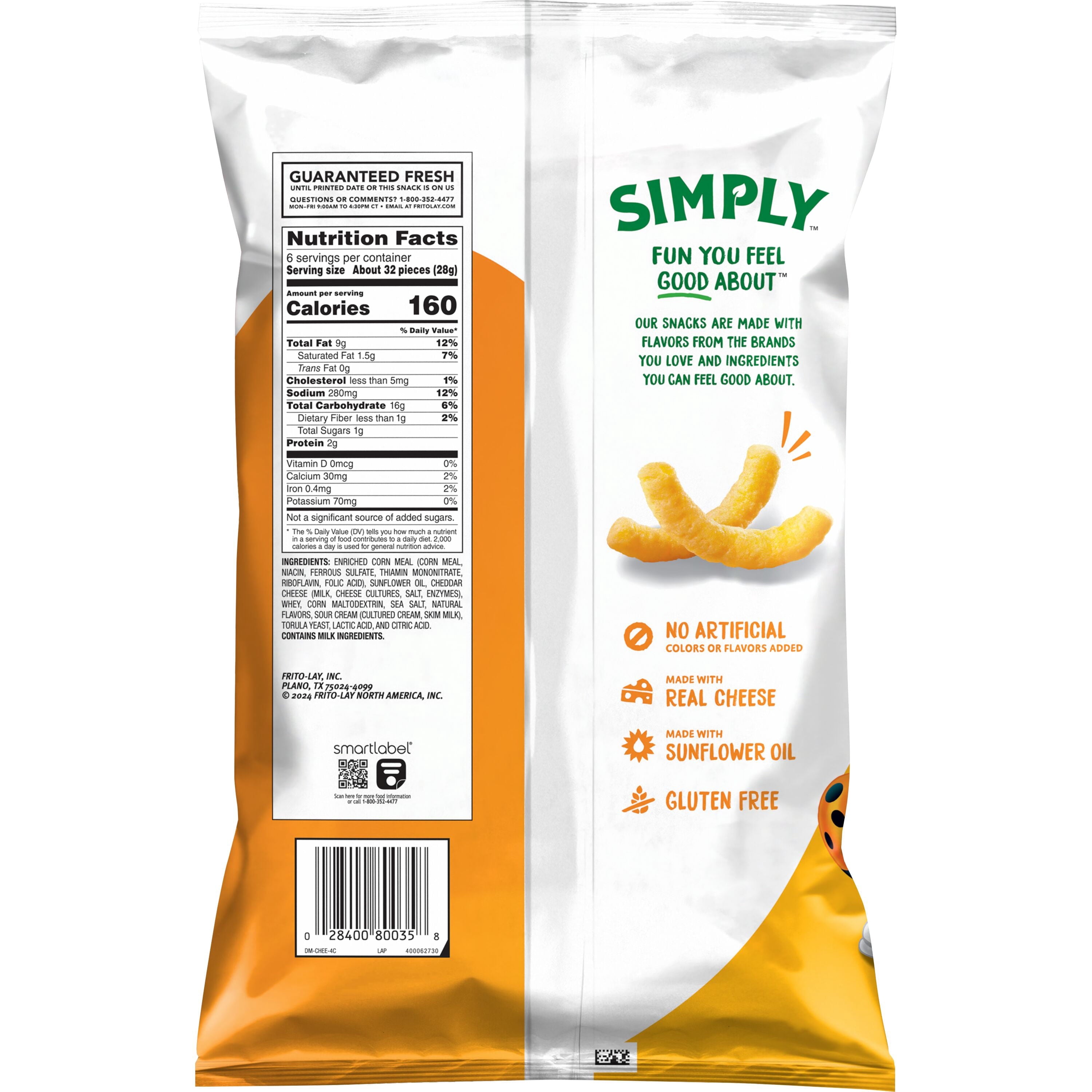 Simply White Cheddar Cheese Flavored Cheetos Puffs Snacks, 6 oz
