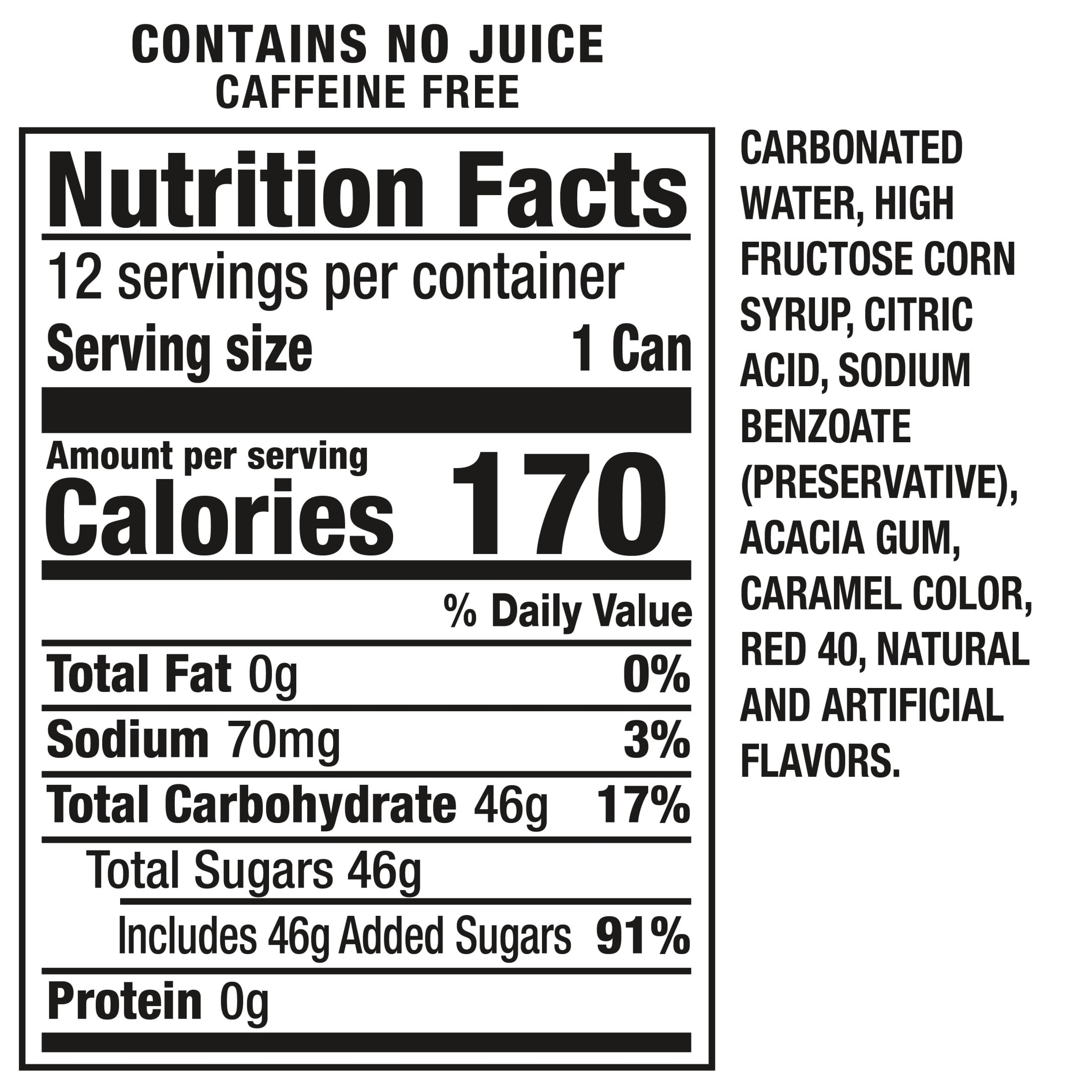 Crush Caffeine Free Strawberry Soda Pop, 12 fl oz, 12 Pack Cans
