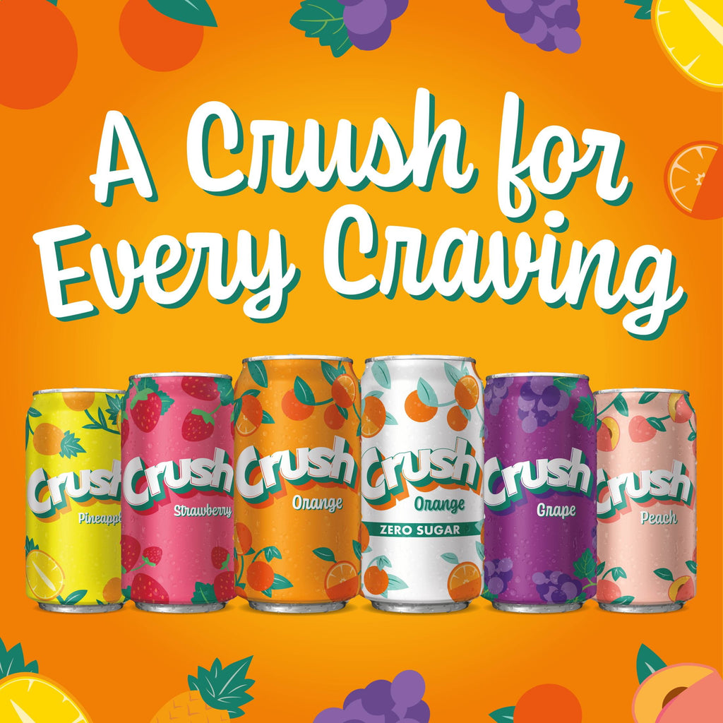 Crush Caffeine Free Strawberry Soda Pop, 12 fl oz, 12 Pack Cans